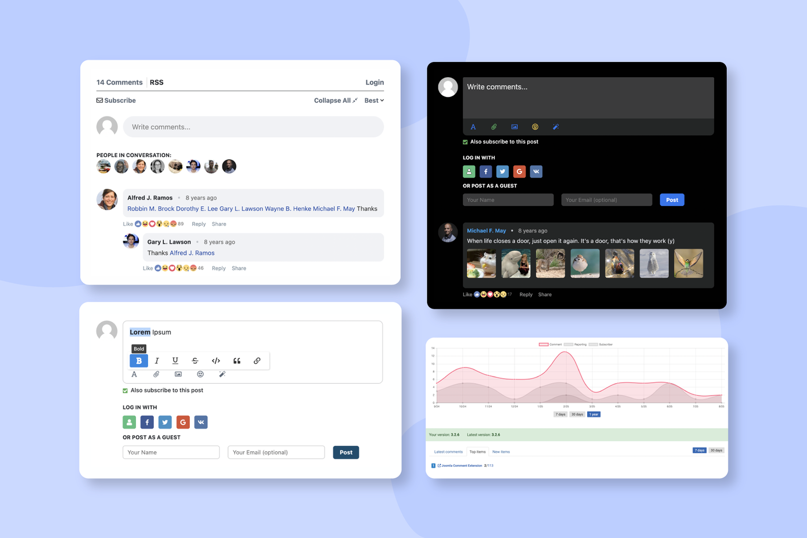 Joomla comment extension interface with AJAX system