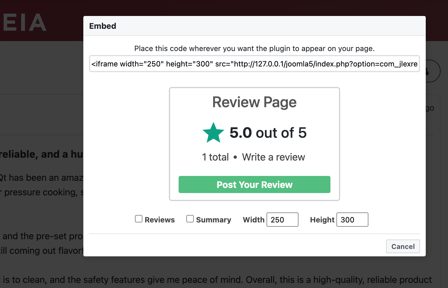 Embed review