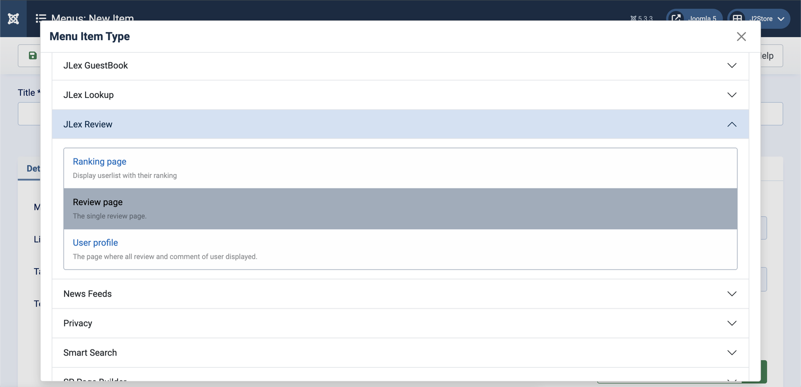 Create review page on the backend.