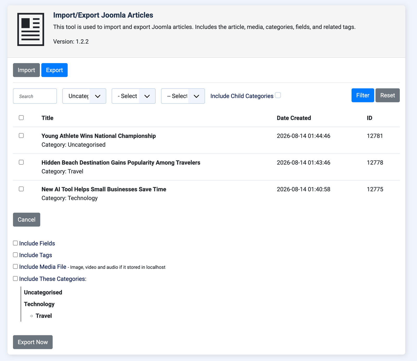 jlex transfer data export ui